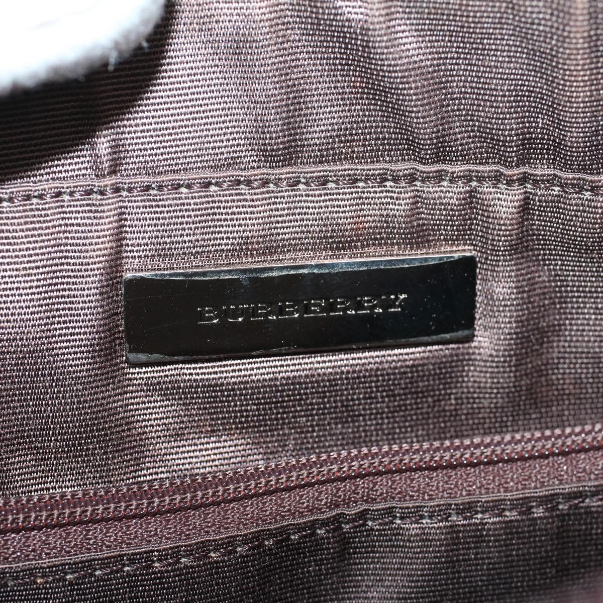 Burberry Nova Check Hand Bag Nylon Leather Beige Auth 43018