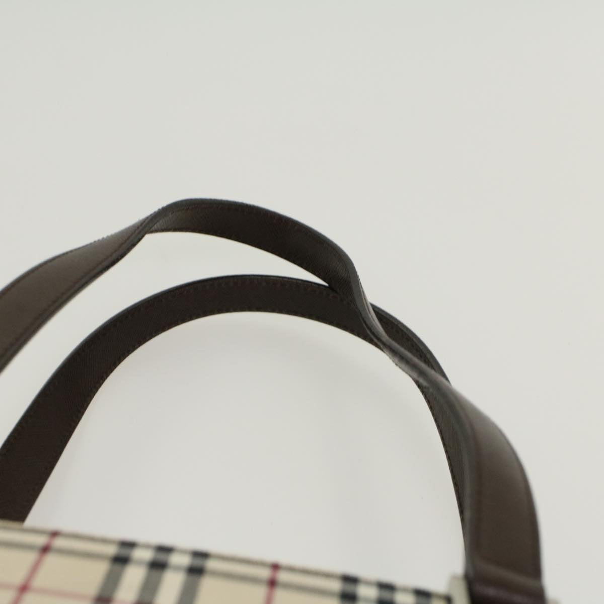 Burberry Nova Check Hand Bag Nylon Leather Beige Auth 43018