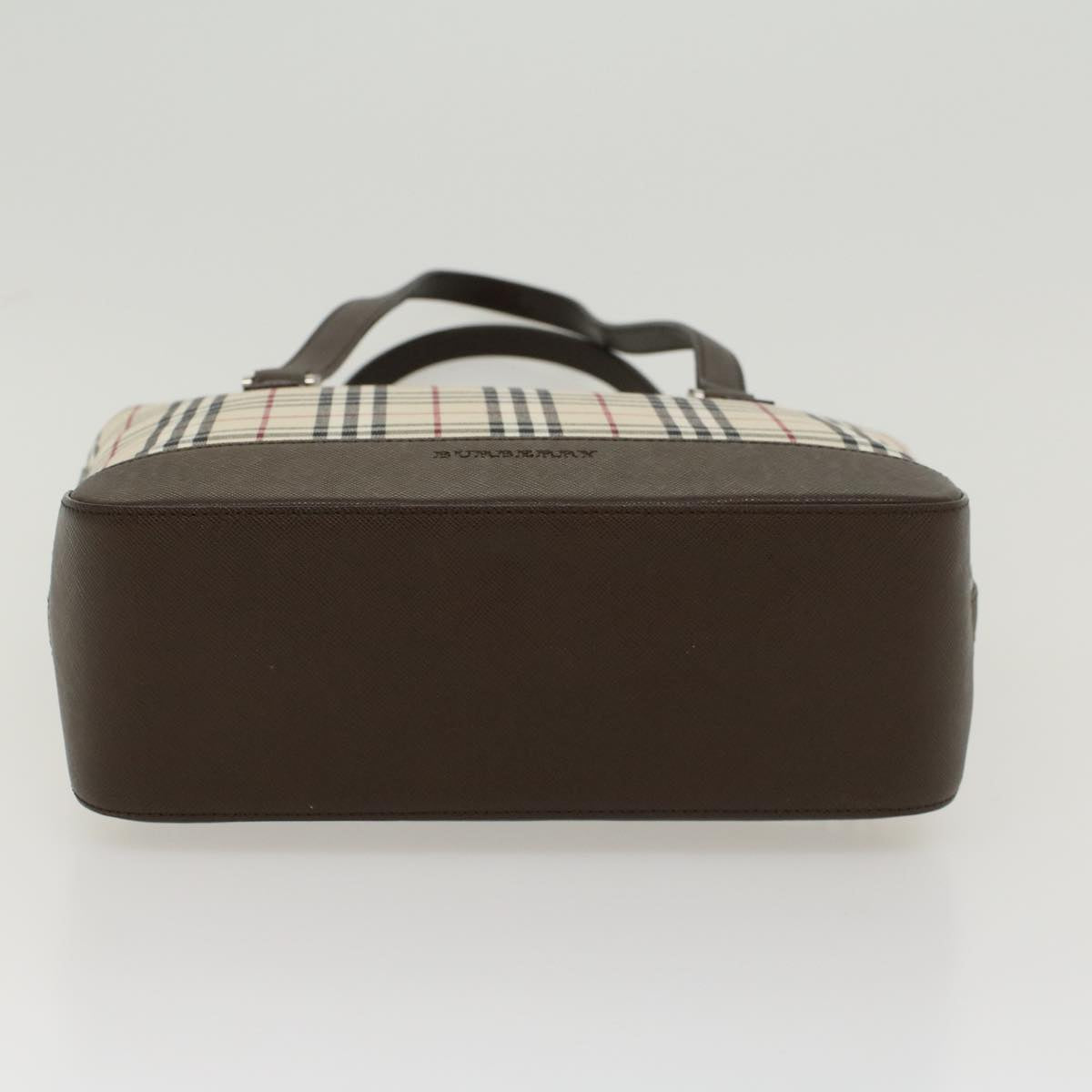 Burberry Nova Check Hand Bag Nylon Leather Beige Auth 43018