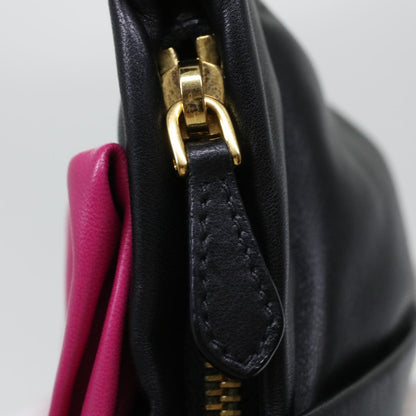 Prada Ribbon Hand Bag Leather Black  43122A