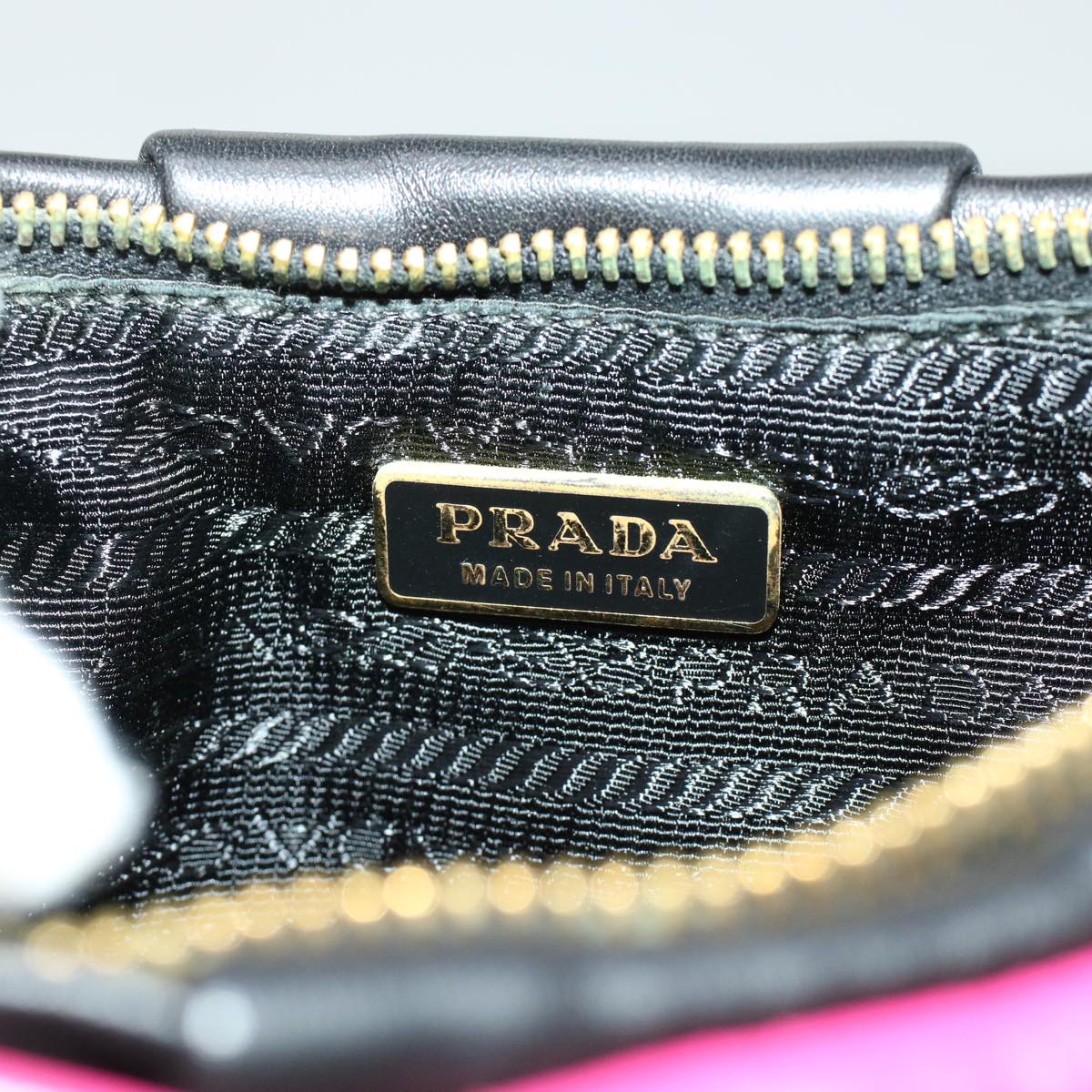 Prada Ribbon Hand Bag Leather Black  43122A