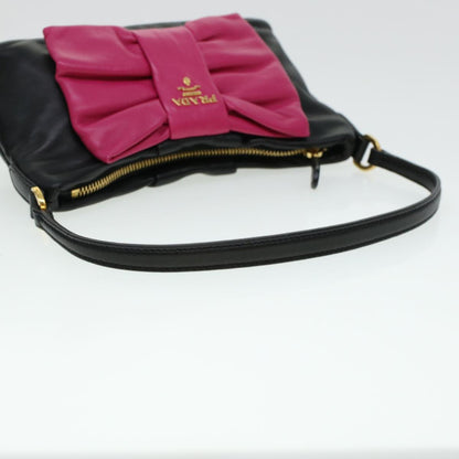 Prada Ribbon Hand Bag Leather Black  43122A