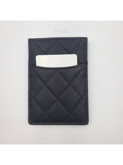 24P Coco Lettering CC Logo Card Slot Caviar Black AP3835 Chanel