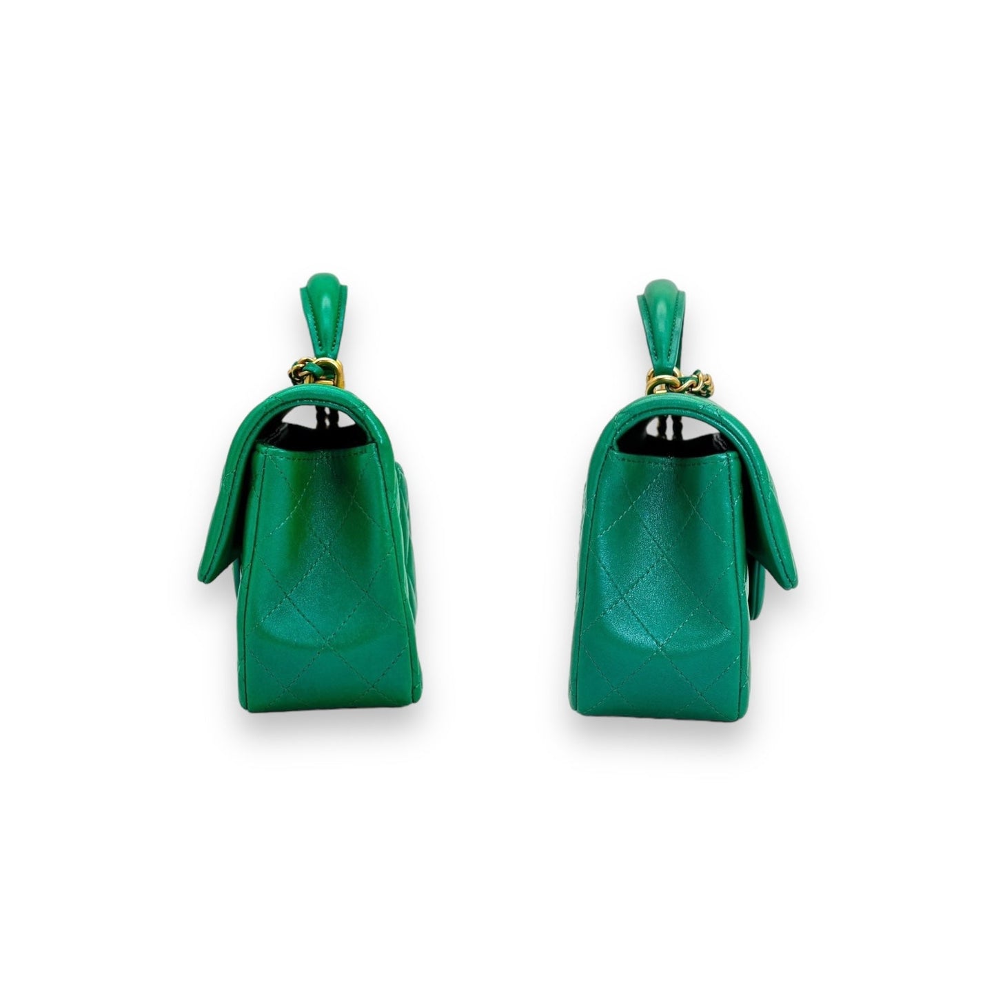Chanel Green Lambskin Mini Rectangular Top Handle Flap