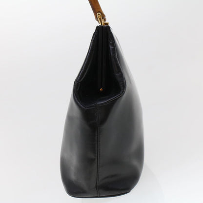GUCCI Bamboo Gamaguchi Hand Bag Leather Black 000.781.0295  43320