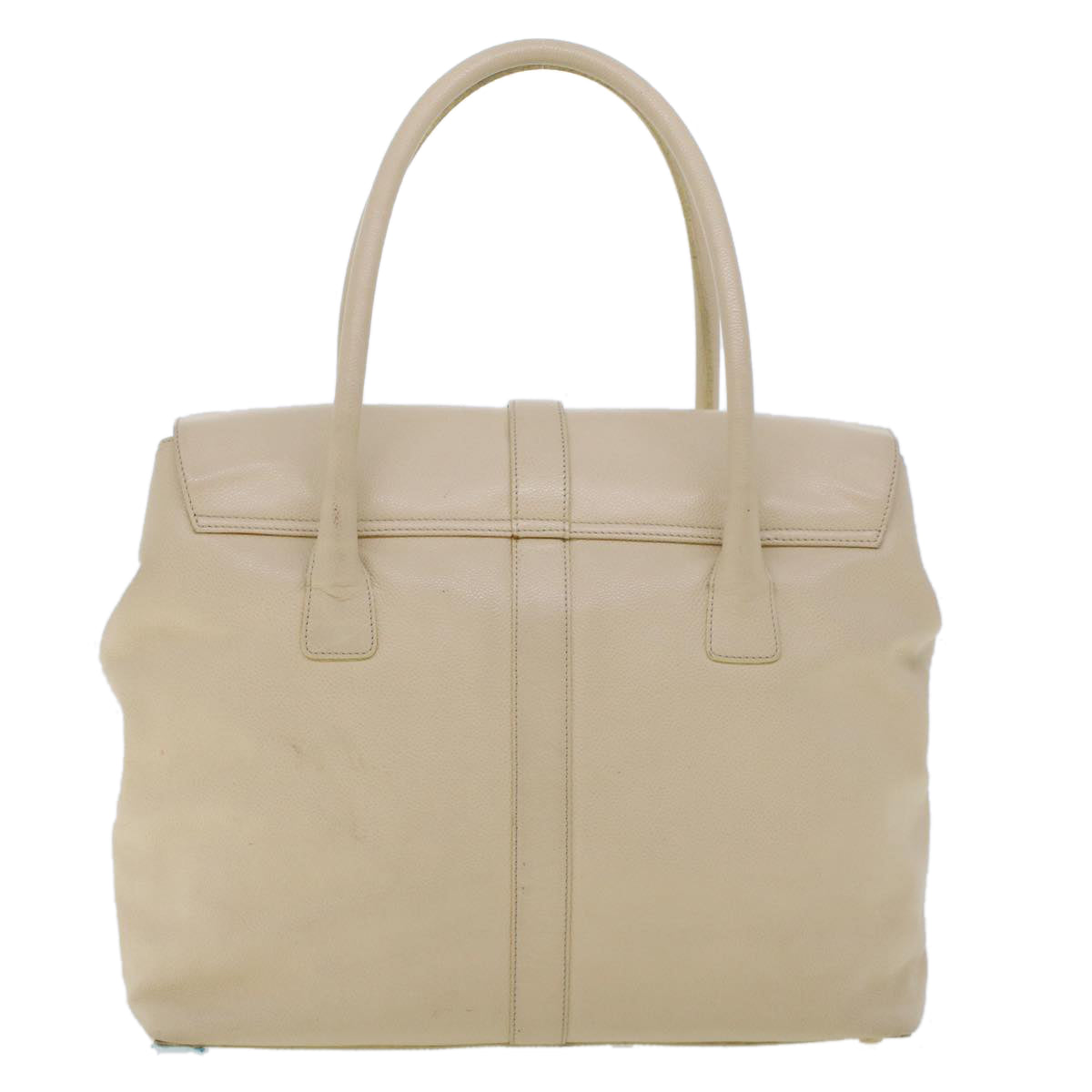 Chanel Turn Lock Flap Executive Tote Bag Caviar Skin Beige CC Auth 43325