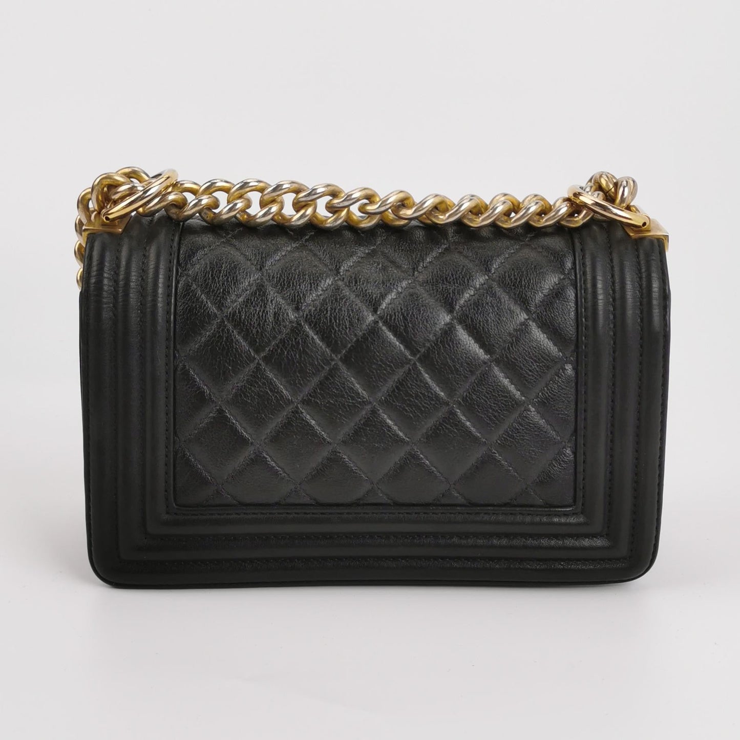 Chanel Le Boy Small Black Lambskin Leather Antiqued Gold Hardware