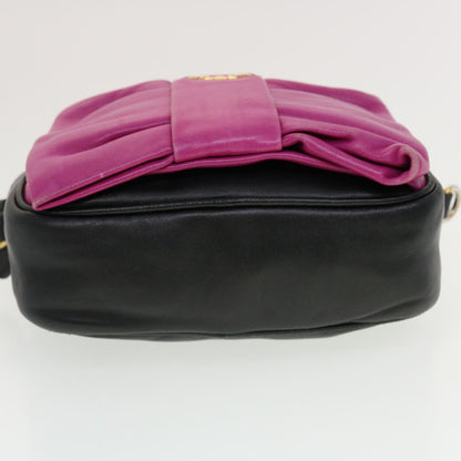 Prada Ribbon Shoulder Bag Nylon Black Pink  43707