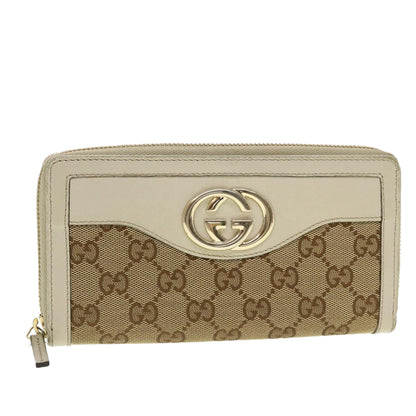 GUCCI GG Canvas Long Wallet Beige White 308012  43741