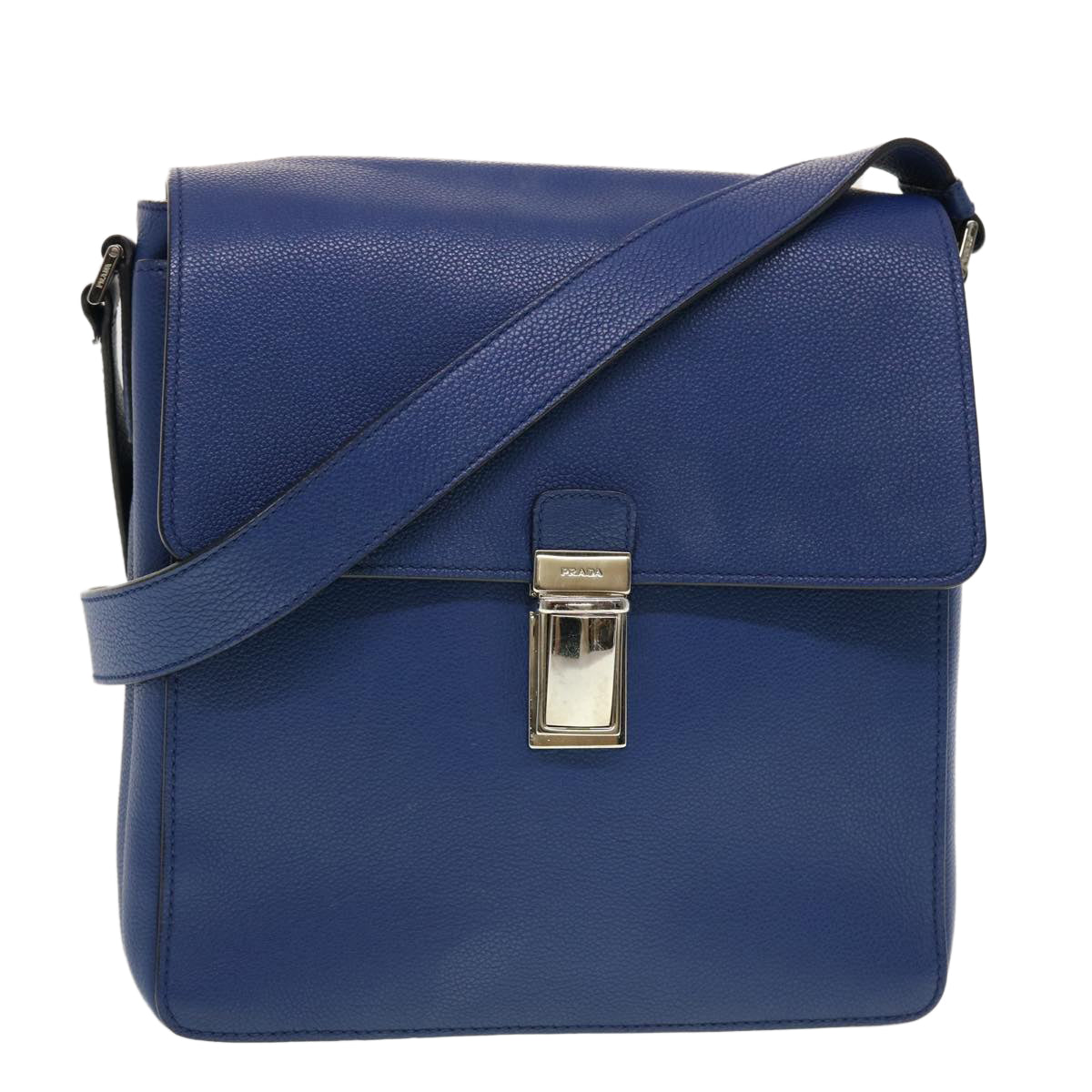 Prada Shoulder Bag Leather Blue  43758