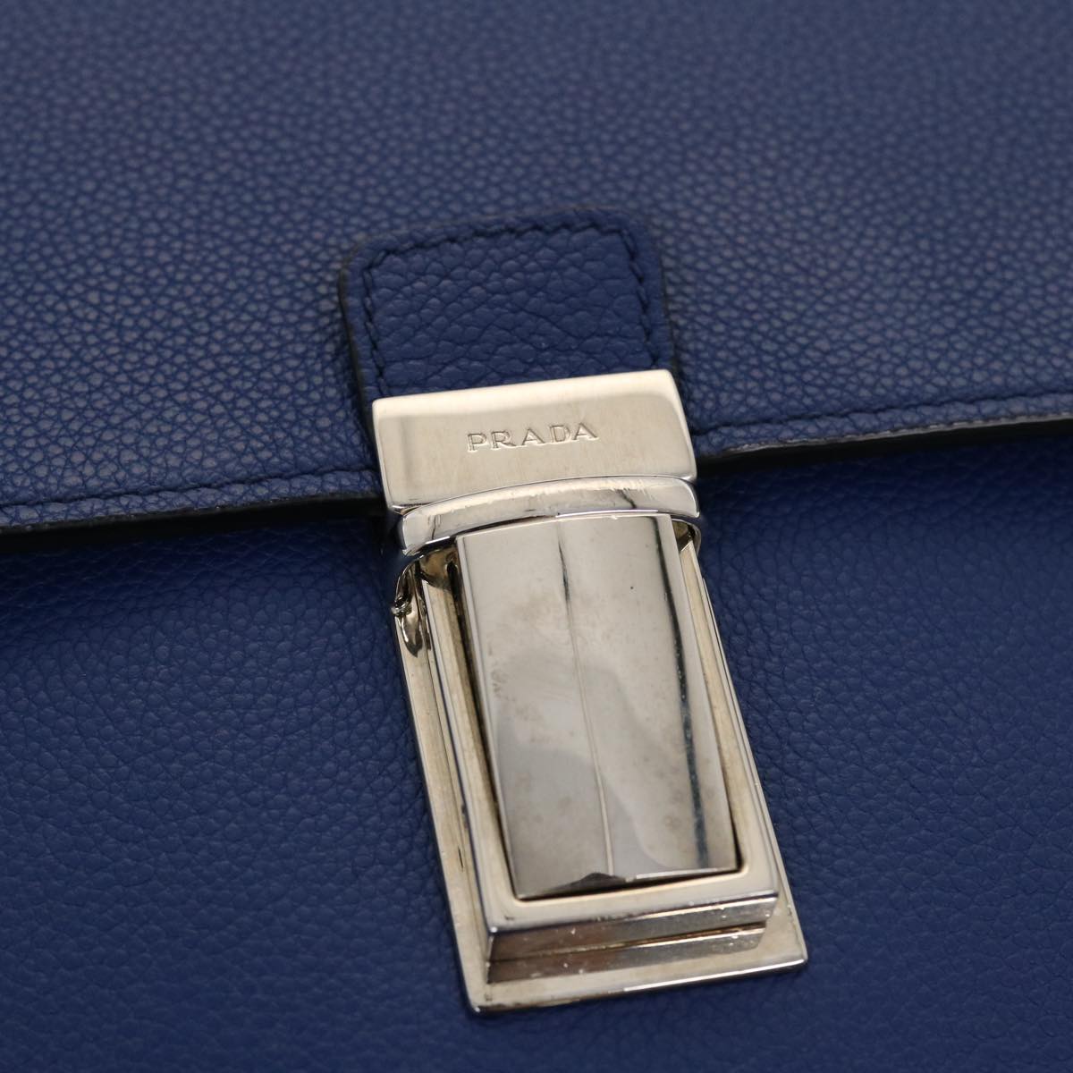 Prada Shoulder Bag Leather Blue  43758