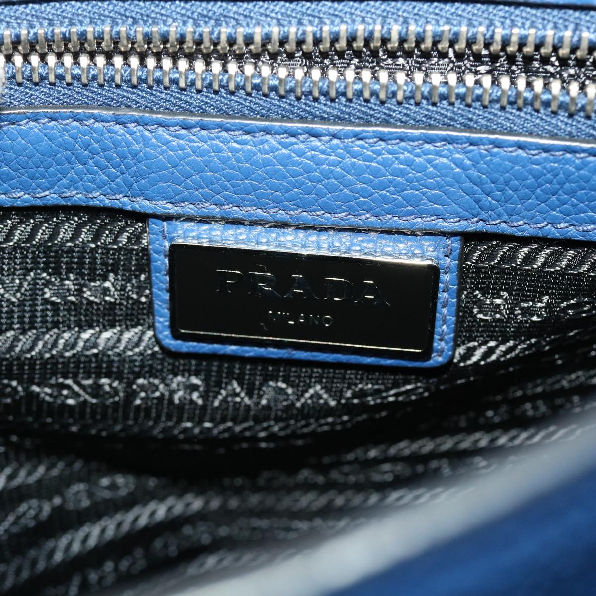 Prada Shoulder Bag Leather Blue  43758