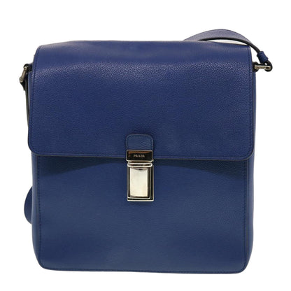 Prada Shoulder Bag Leather Blue  43758