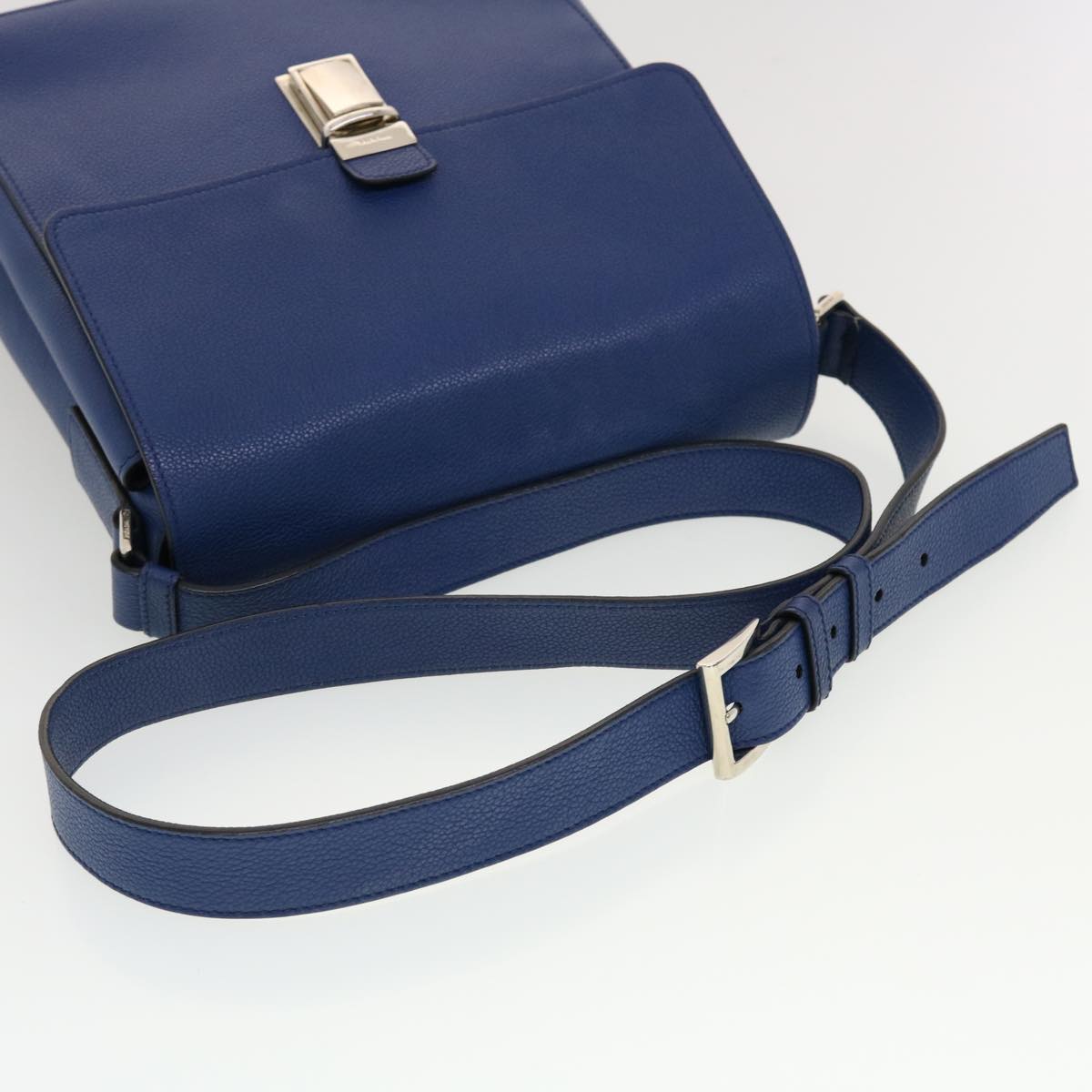 Prada Shoulder Bag Leather Blue  43758