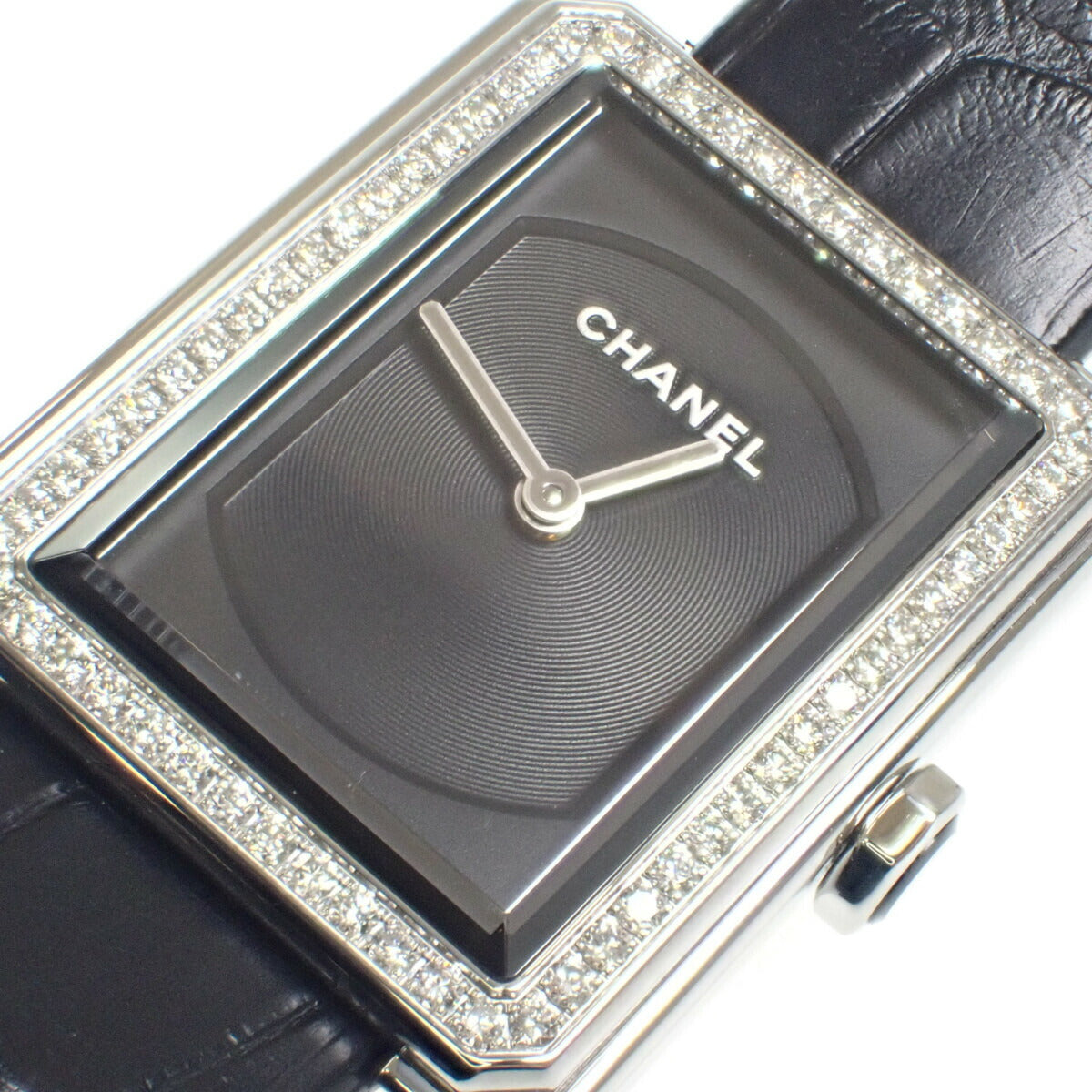 Chanel  Chanel Boyfriend Stainless Steel, Leather and Diamond Ladies Watch with Black Dial H4883 in Excellent condition