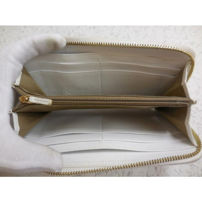 Fendi White Saffiano Leather With Gold Hardware Xl Zip Around Checkbook Wallet