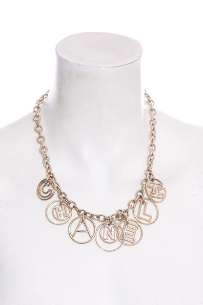Chanel 2017 Cuba Logo Hoop Gold Necklace