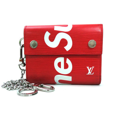 Louis Vuitton Red Leather Supreme Chain wallet accessories