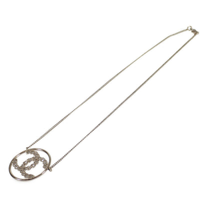 Chanel CC Rhinestone Circle Pendant Necklace Metal Necklace in Excellent condition