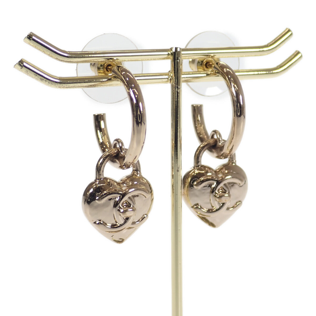 Chanel CC Heart Lock Hoop Earrings Metal Earrings AB9094  in Good condition