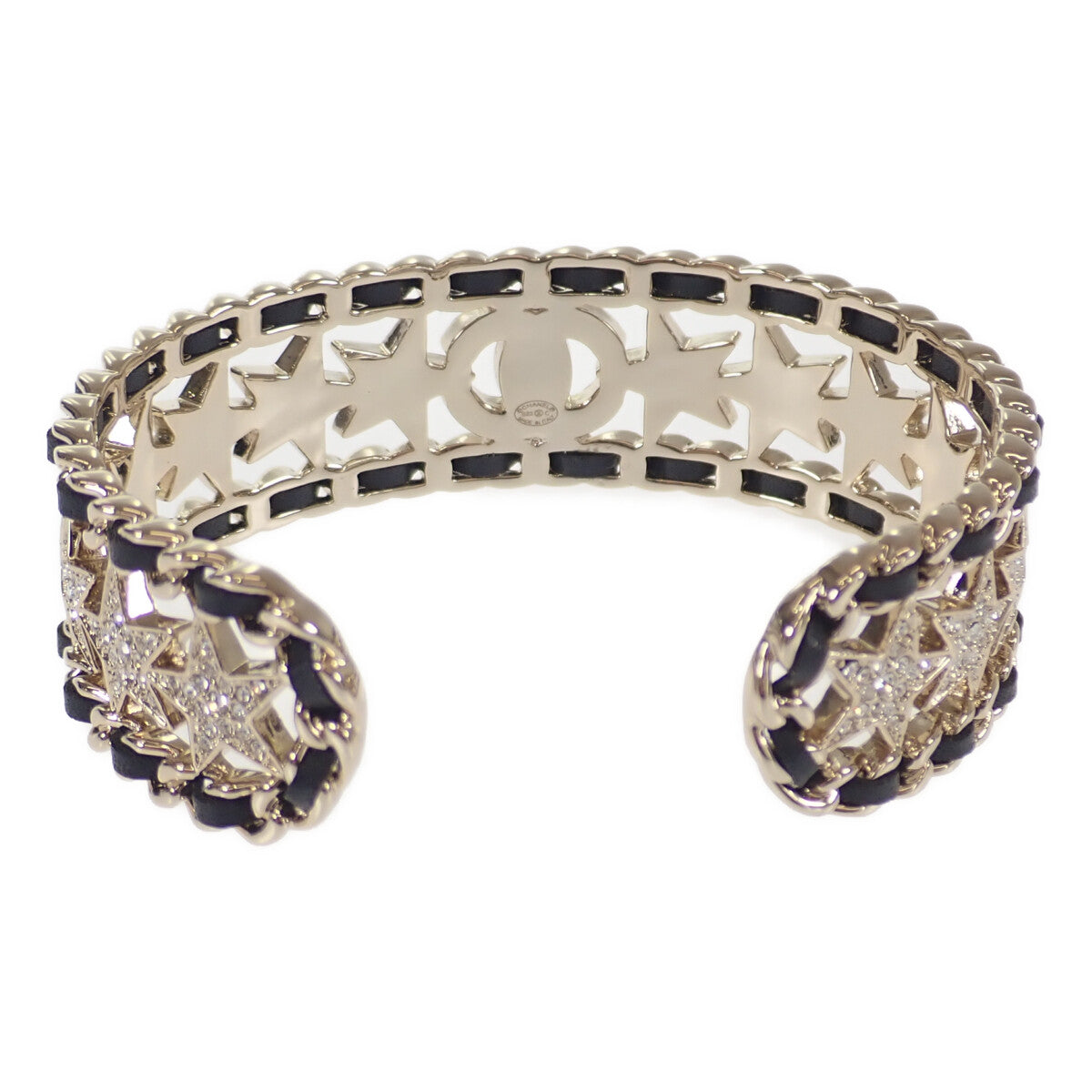 Chanel CC Rhinestone Star Bangle Metal Bangle in Excellent condition