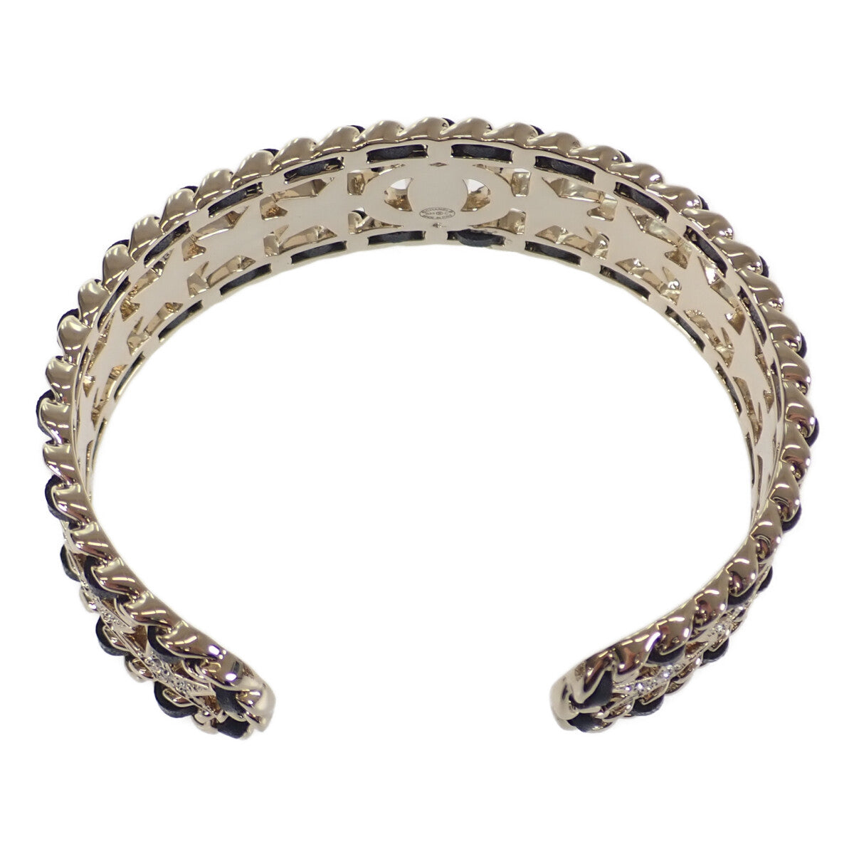 Chanel CC Rhinestone Star Bangle Metal Bangle in Excellent condition