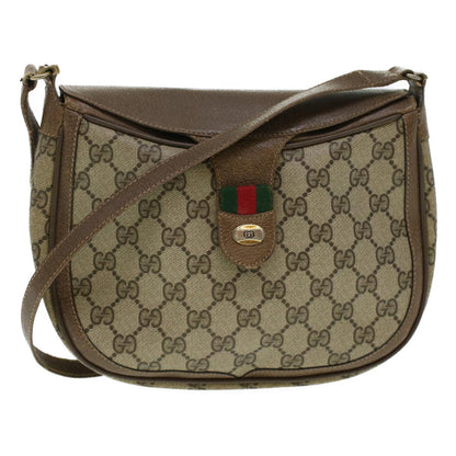 GUCCI GG Canvas Web Sherry Line Shoulder Bag Beige Red 10.02.056  44259