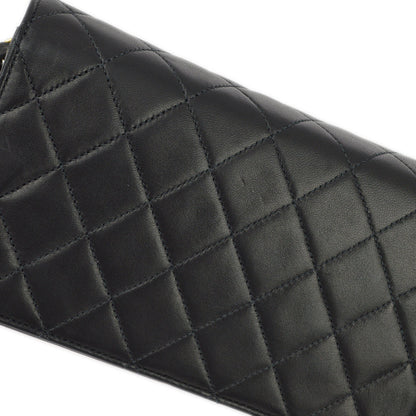 Chanel 2000-2001 Black Lambskin Pushlock Mini Full Flap Shoulder Bag
