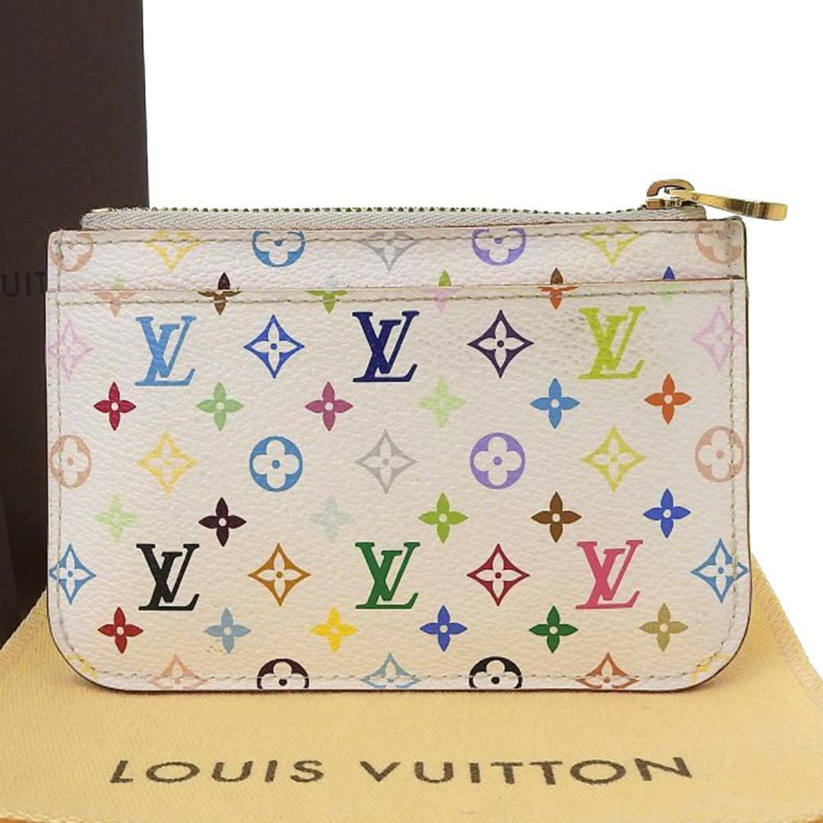 Louis Vuitton White Canvas Pochette Cles wallet accessories