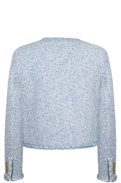 CELINE Tweed Jacket Blue White