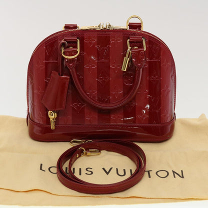 LOUIS VUITTON Vernis Rayure Alma BB Hand Bag Red M915593 LV Auth 44749