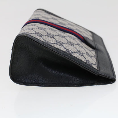 GUCCI GG Canvas Sherry Line Clutch Bag Gray Red Navy 64.014.2125.23  44752