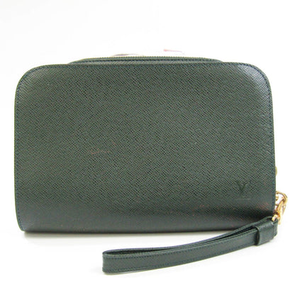 Louis Vuitton Green Leather Baikal clutch bag