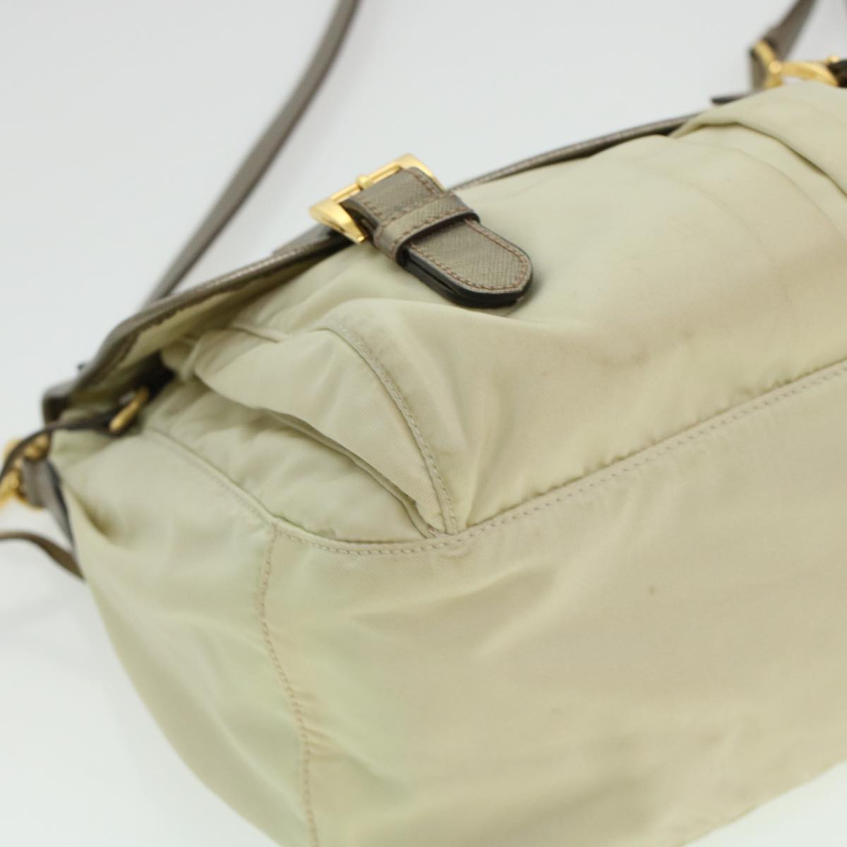 Prada Shoulder Bag Nylon Beige  44812