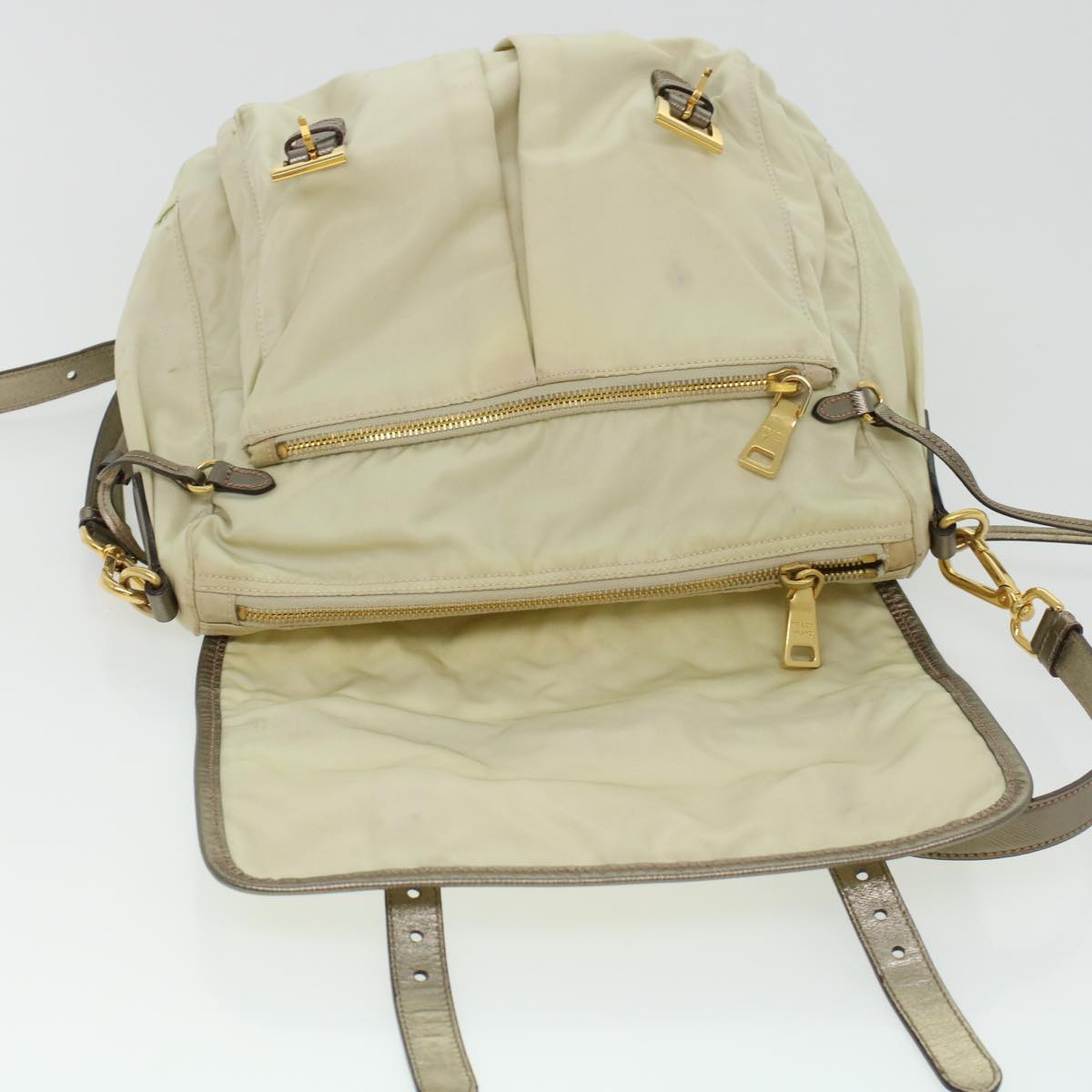 Prada Shoulder Bag Nylon Beige  44812