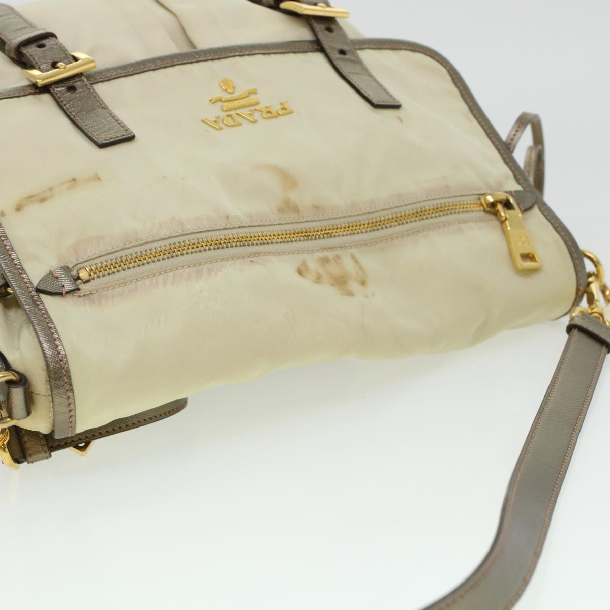 Prada Shoulder Bag Nylon Beige  44812