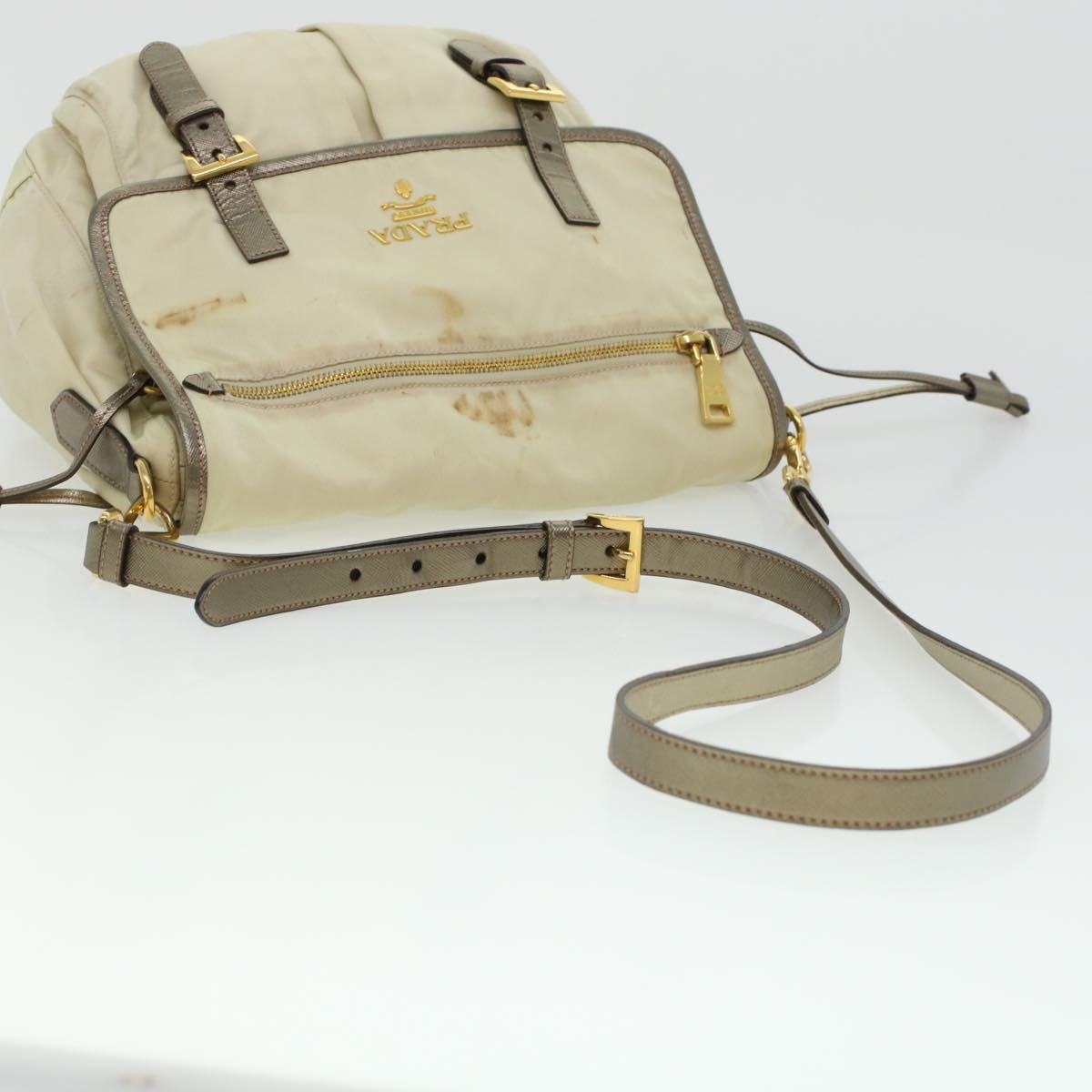 Prada Shoulder Bag Nylon Beige  44812