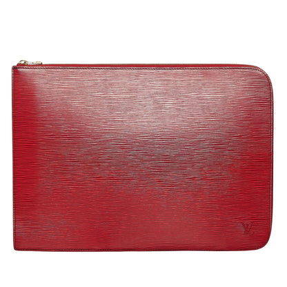 Louis Vuitton Red Leather Poche document clutch bag