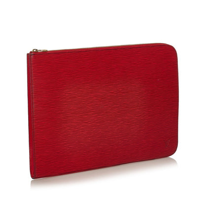 Louis Vuitton Red Leather Poche document clutch bag