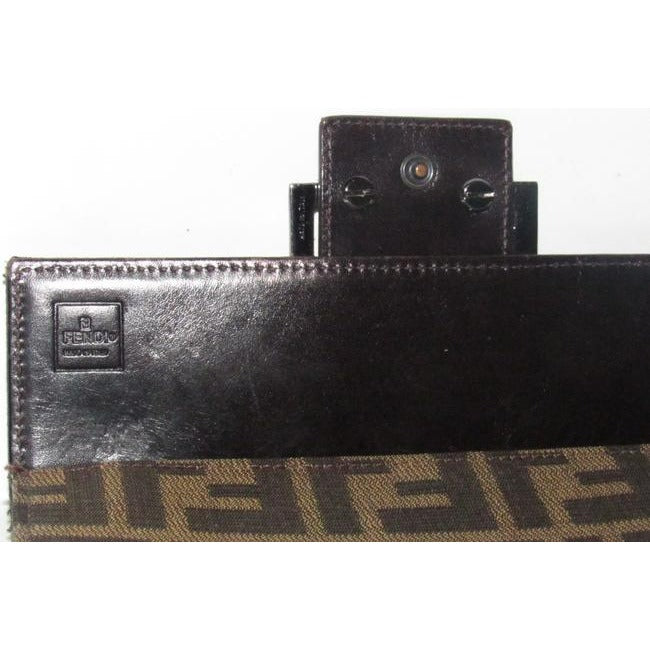 Fendi Tobacco Zucca Print Continental Style With Chrome Ff Snap Wallet