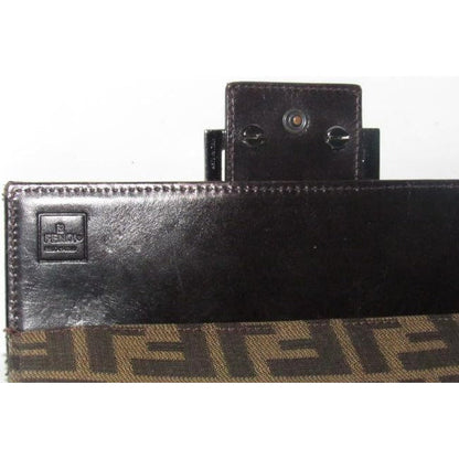 Fendi Tobacco Zucca Print Continental Style With Chrome Ff Snap Wallet