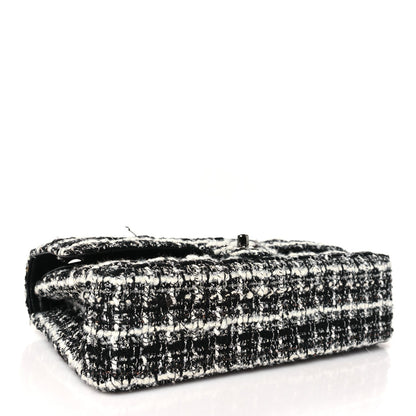 Tweed Quilted Medium Double Flap Black