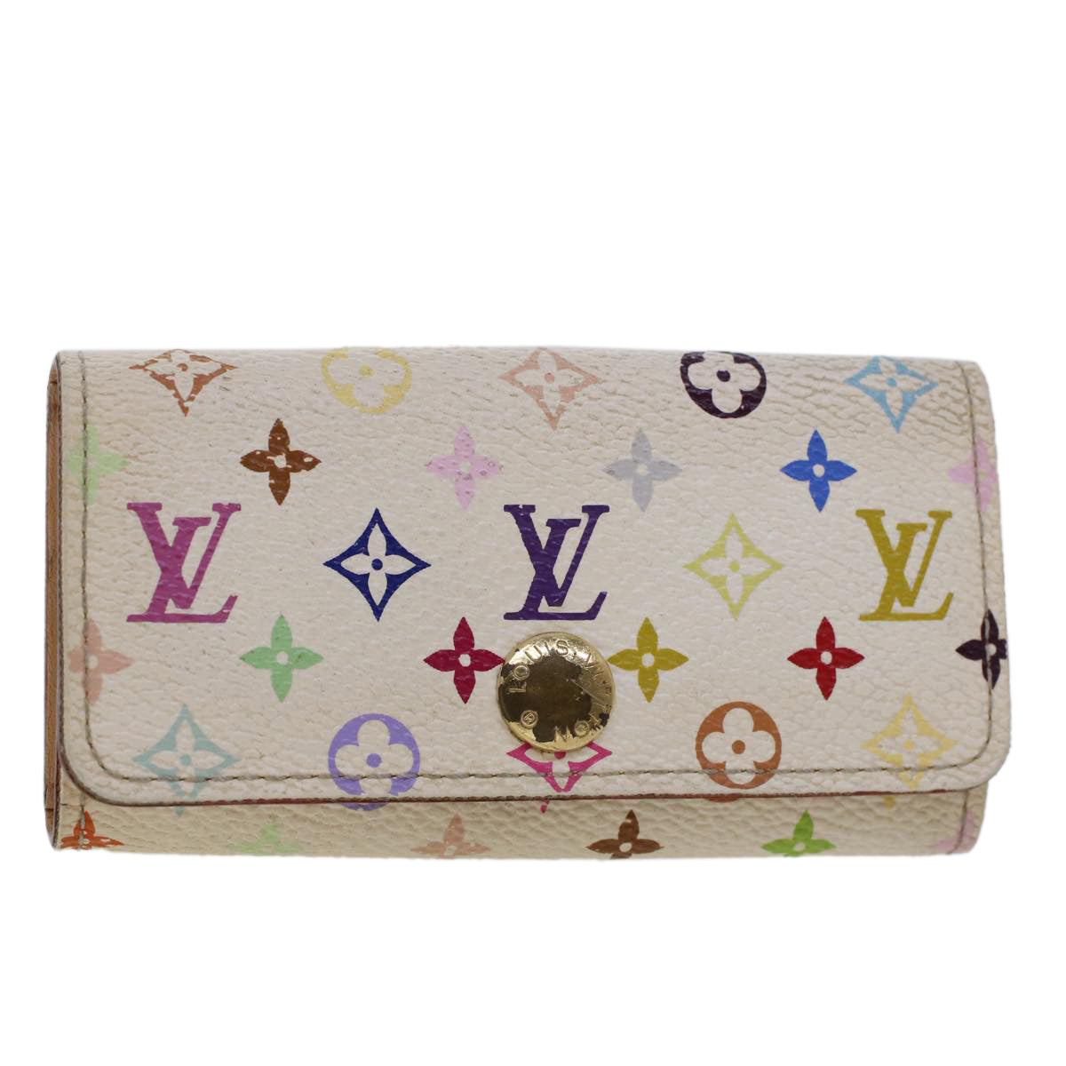 LOUIS VUITTON Monogram Multicolor Multicles 4 Keys Case White M60043 Auth 45019