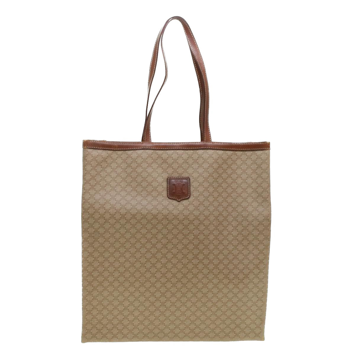 Celine Macadam Canvas Shoulder Bag PVC Leather Beige  45023