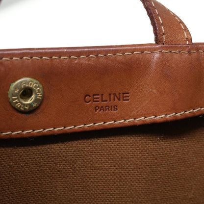 Celine Macadam Canvas Shoulder Bag PVC Leather Beige  45023