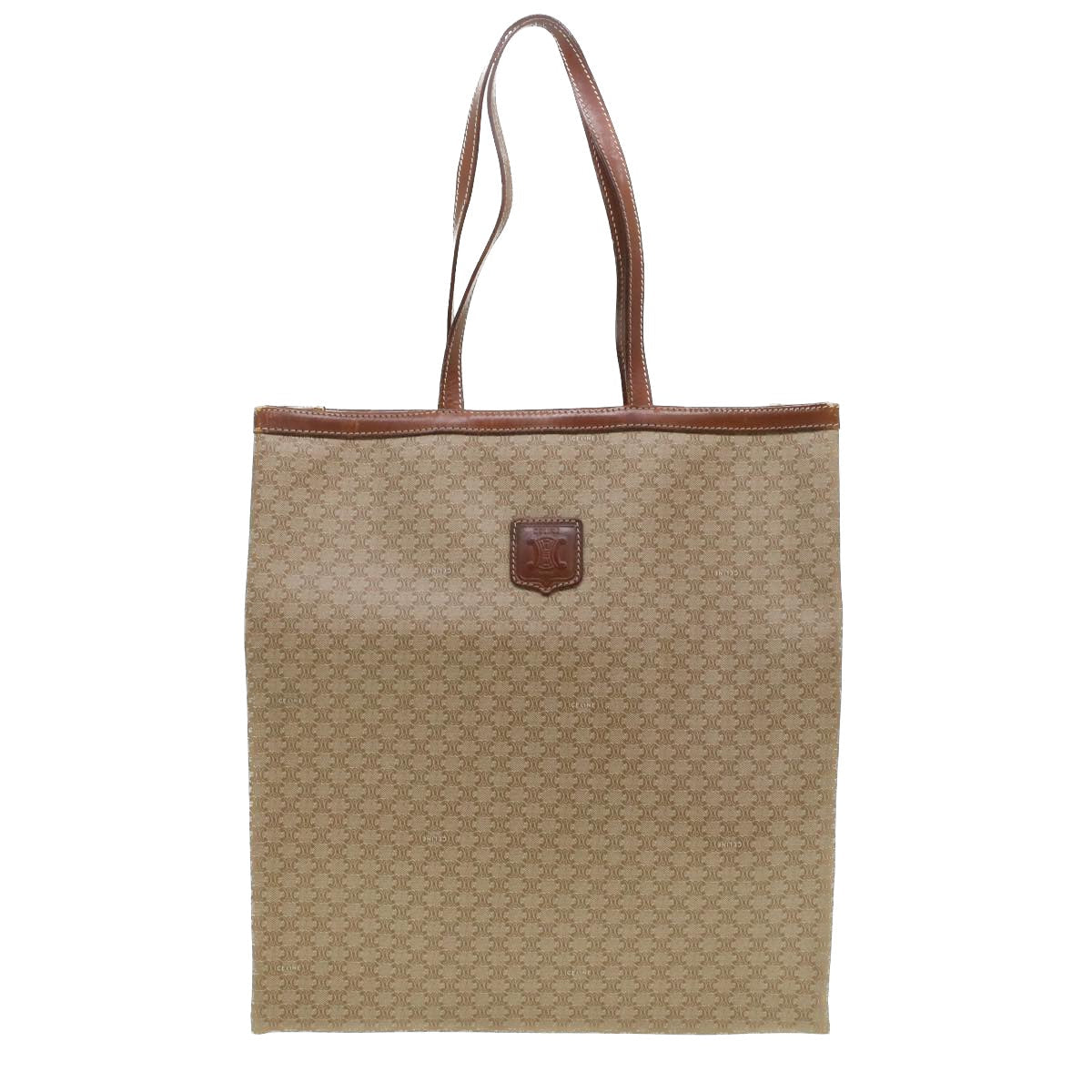 Celine Macadam Canvas Shoulder Bag PVC Leather Beige  45023