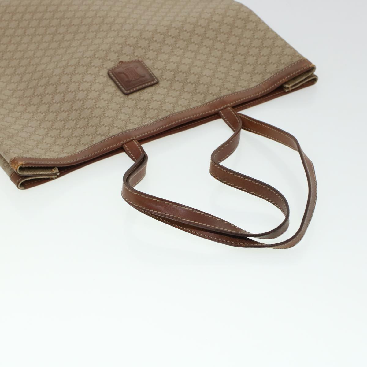 Celine Macadam Canvas Shoulder Bag PVC Leather Beige  45023