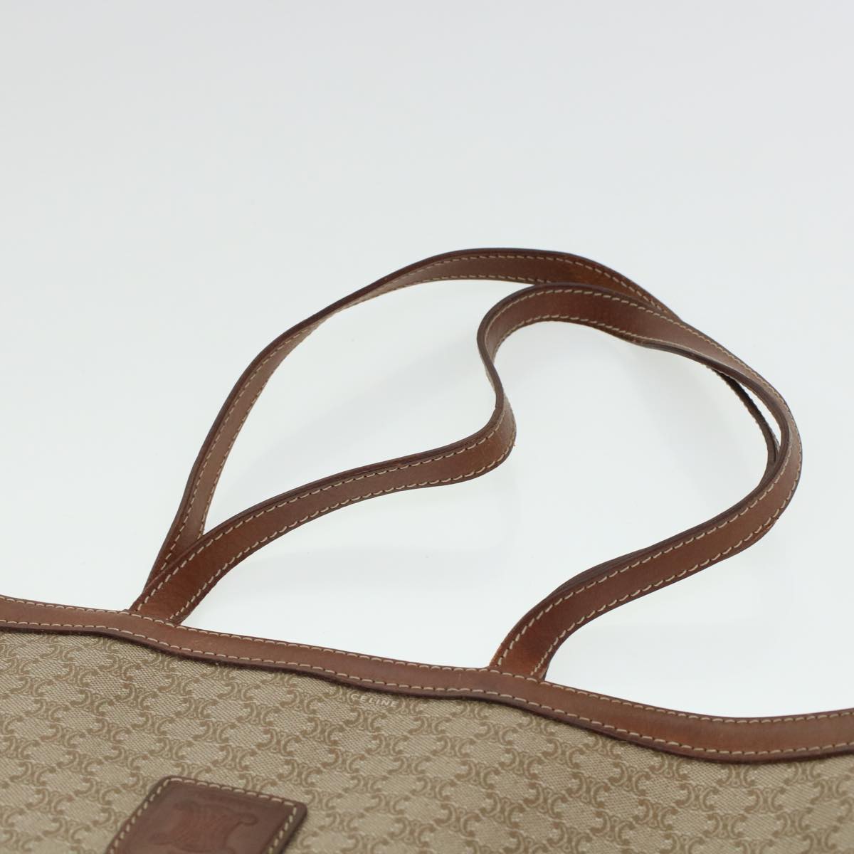 Celine Macadam Canvas Shoulder Bag PVC Leather Beige  45023