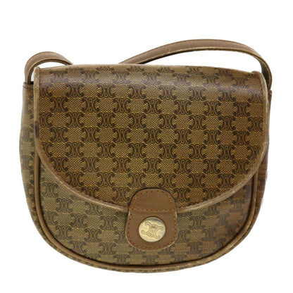 Celine Macadam Canvas Shoulder Bag PVC Leather Beige  45076