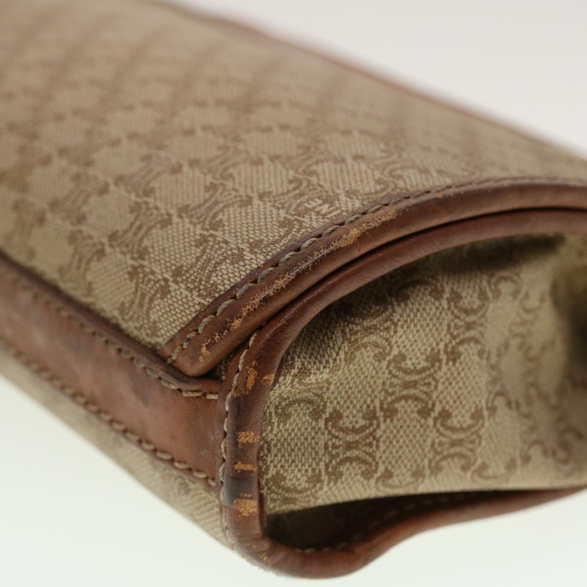 Celine Macadam Canvas Clutch Bag PVC Leather Beige  45077